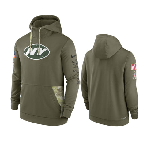 New York Jets Olive 2022 Salute to Service Therma Hoodie