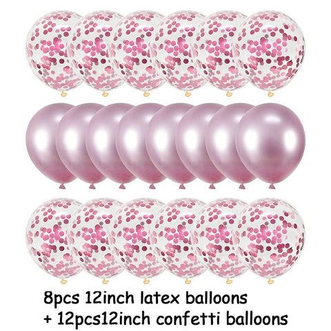 20Pcs Rose Gold Balloon Set Confetti Metallic Balloons Birthday Party Wedding Decoration Anniversary Globals Baby Shower Balloon - TJ Outlet