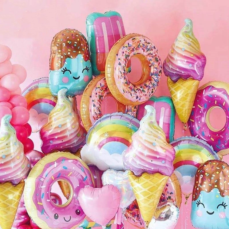 32Inch Donut globos Foil Balloon Fruit Ice Cream Helium Balloon Birthday Party Decoration Kids Toy Sweet Digital baby shower - TJ Outlet