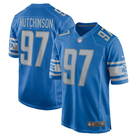 Men's Nike Aidan Hutchinson Blue Detroit Lions 2022 NFL Draft First Round Pick Game Jersey