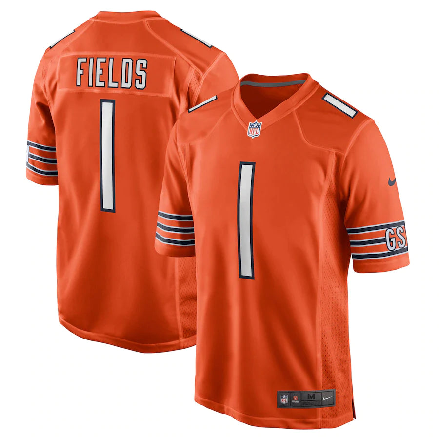 Men’s Chicago Bears Justin Fields # Orange 2021 NFL Draft First Round Pick Alternate Game Jersey