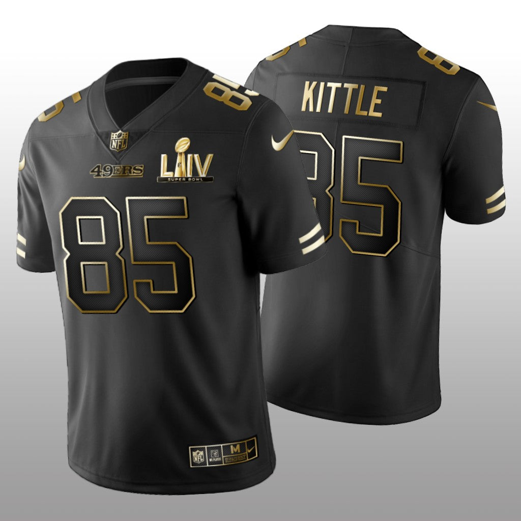 Men’s San Francisco 49ers George Kittle #85 Black Golden Vapor Limited Super Bowl LIV Jersey