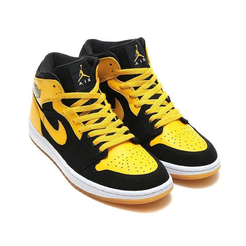 Nike Air Jordan 1 Mid AJ1 Original Authentic Black Yellow Joe Men's Basketball Shoes Sneakers Outdoor Non-slip Deisnger Sports