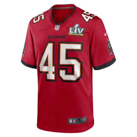 Men’s Tampa Bay Buccaneers Devin White #45 Red Super Bowl LV Game Jersey