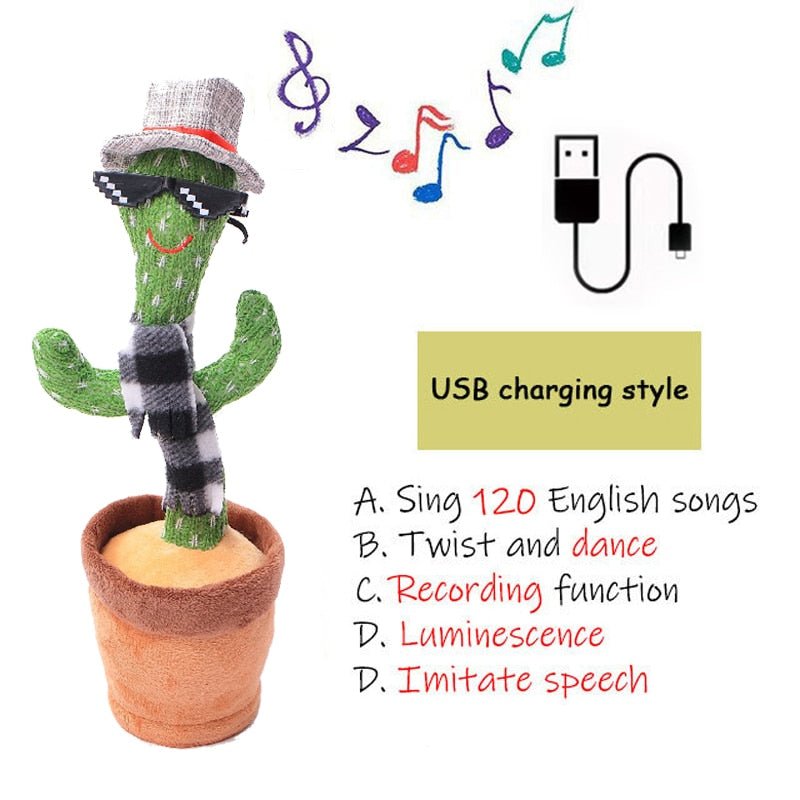Birthday Present Dancing Cactus Electron Plush Toy Soft Plush Doll Babies Cactus That Can Sing And Dance Voice Interactive Bled - TJ Outlet