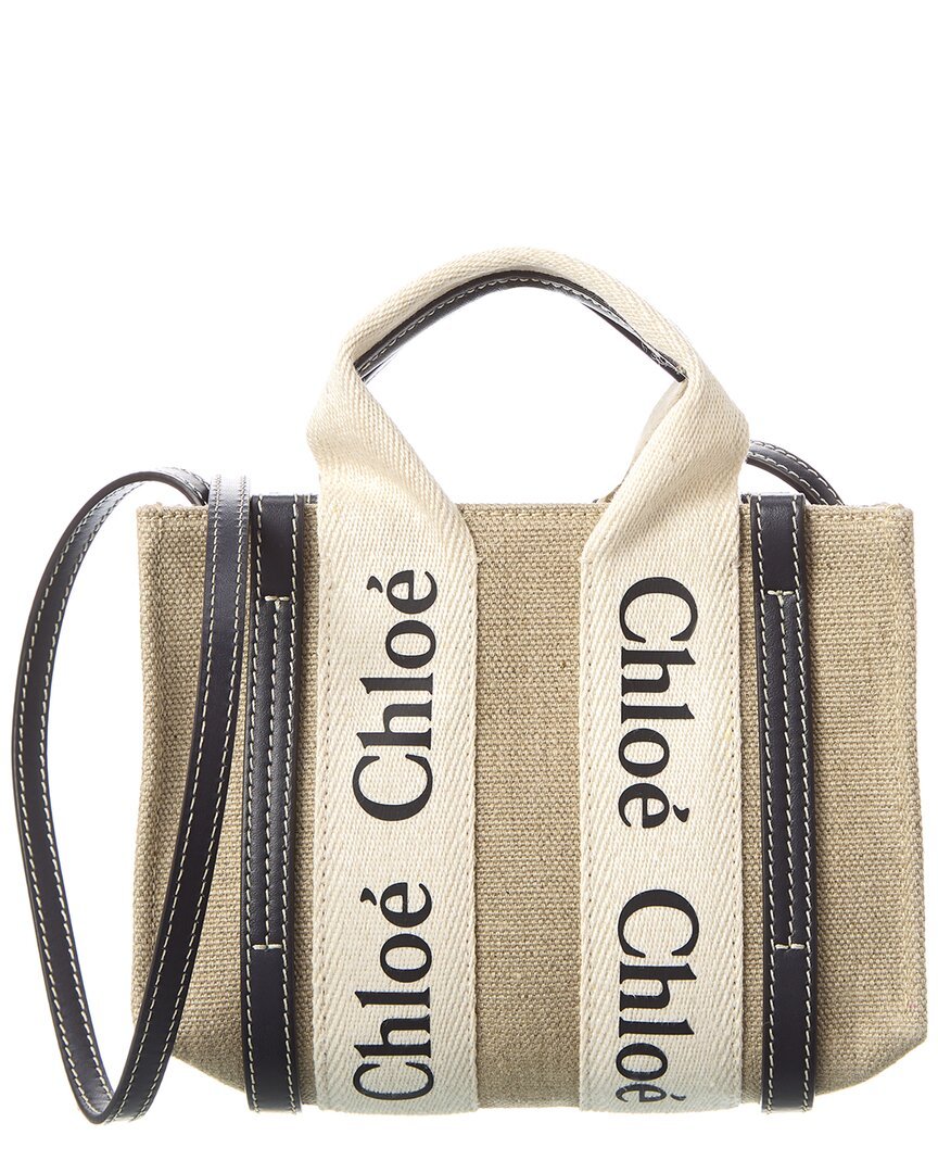 Chloe Woody Mini Canvas & Leather Tote - TJ Outlet
