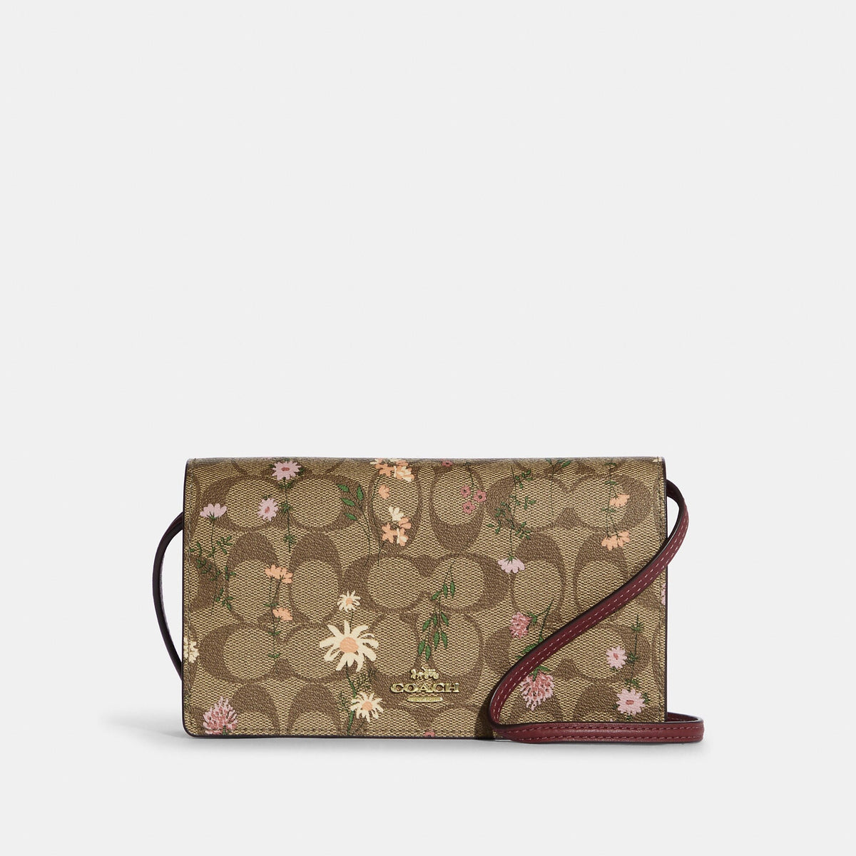 Coach Outlet Anna Foldover Clutch Crossbody In Signature Canvas With Wildflower Print - TJ Outlet