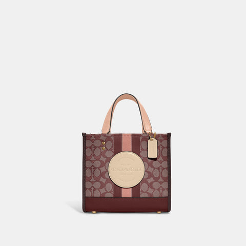 Coach Outlet Dempsey Tote 22 In Signature Jacquard With Stripe And Coach Patch - TJ Outlet