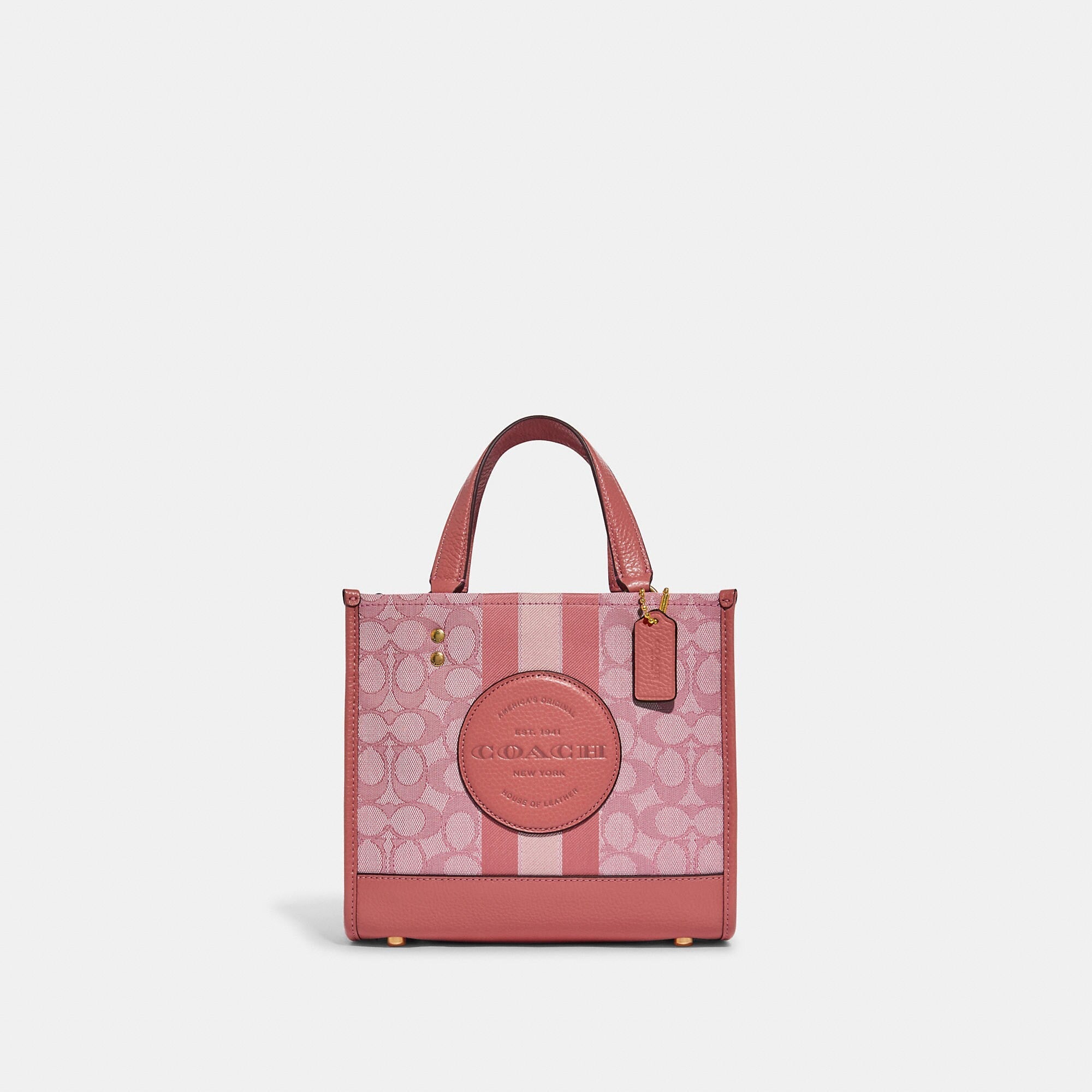 Coach Outlet Dempsey Tote 22 In Signature Jacquard With Stripe And Coach Patch - TJ Outlet