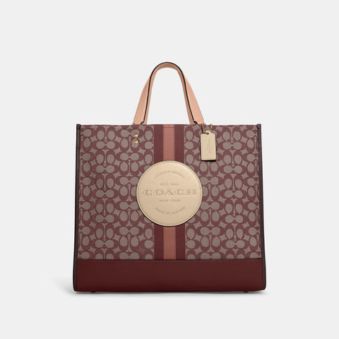 Coach Outlet Dempsey Tote 40 In Signature Jacquard With Stripe And Coach Patch - TJ Outlet