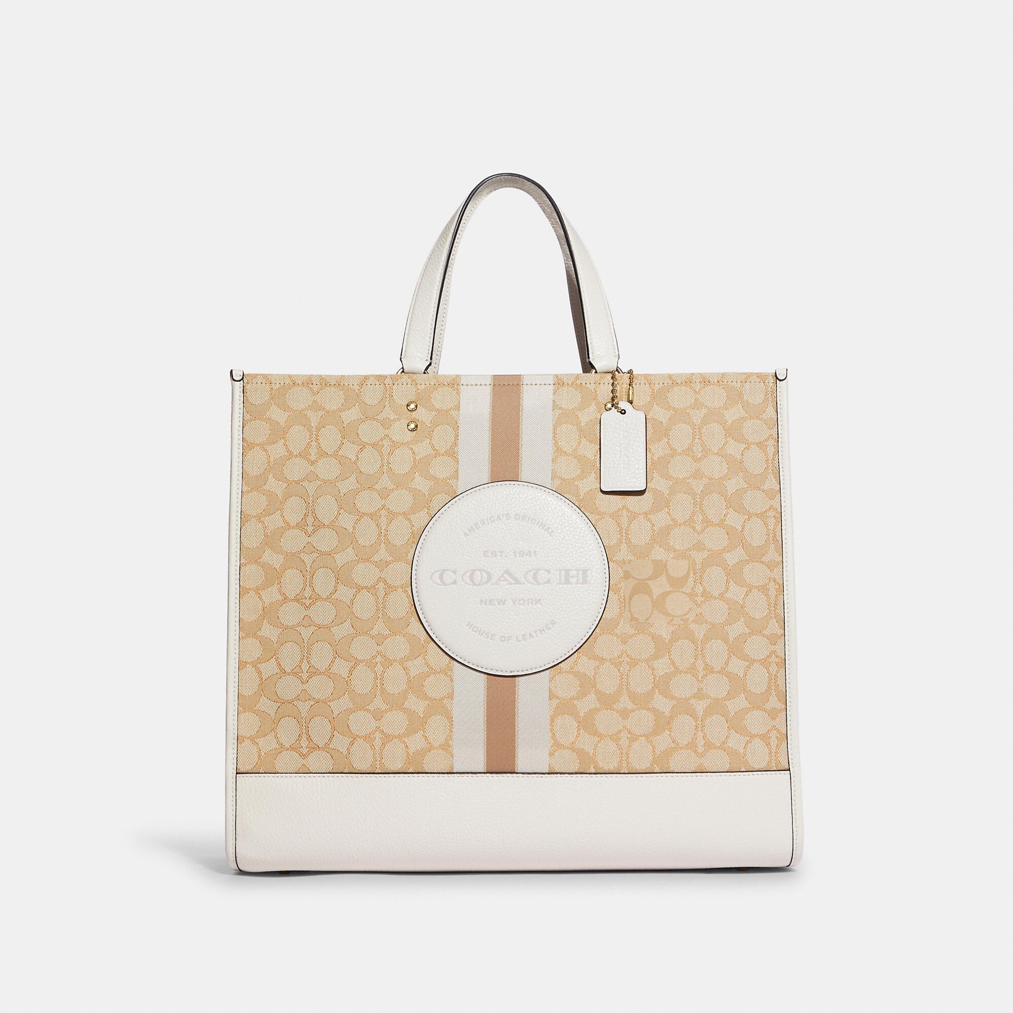 Coach Outlet Dempsey Tote 40 In Signature Jacquard With Stripe And Coach Patch - TJ Outlet
