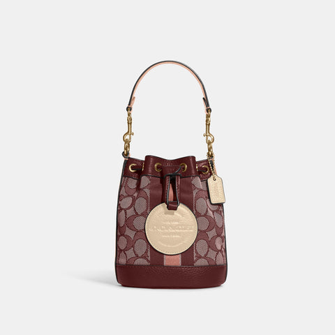 Coach Outlet Mini Dempsey Bucket Bag In Signature Jacquard With Stripe And Coach Patch - TJ Outlet