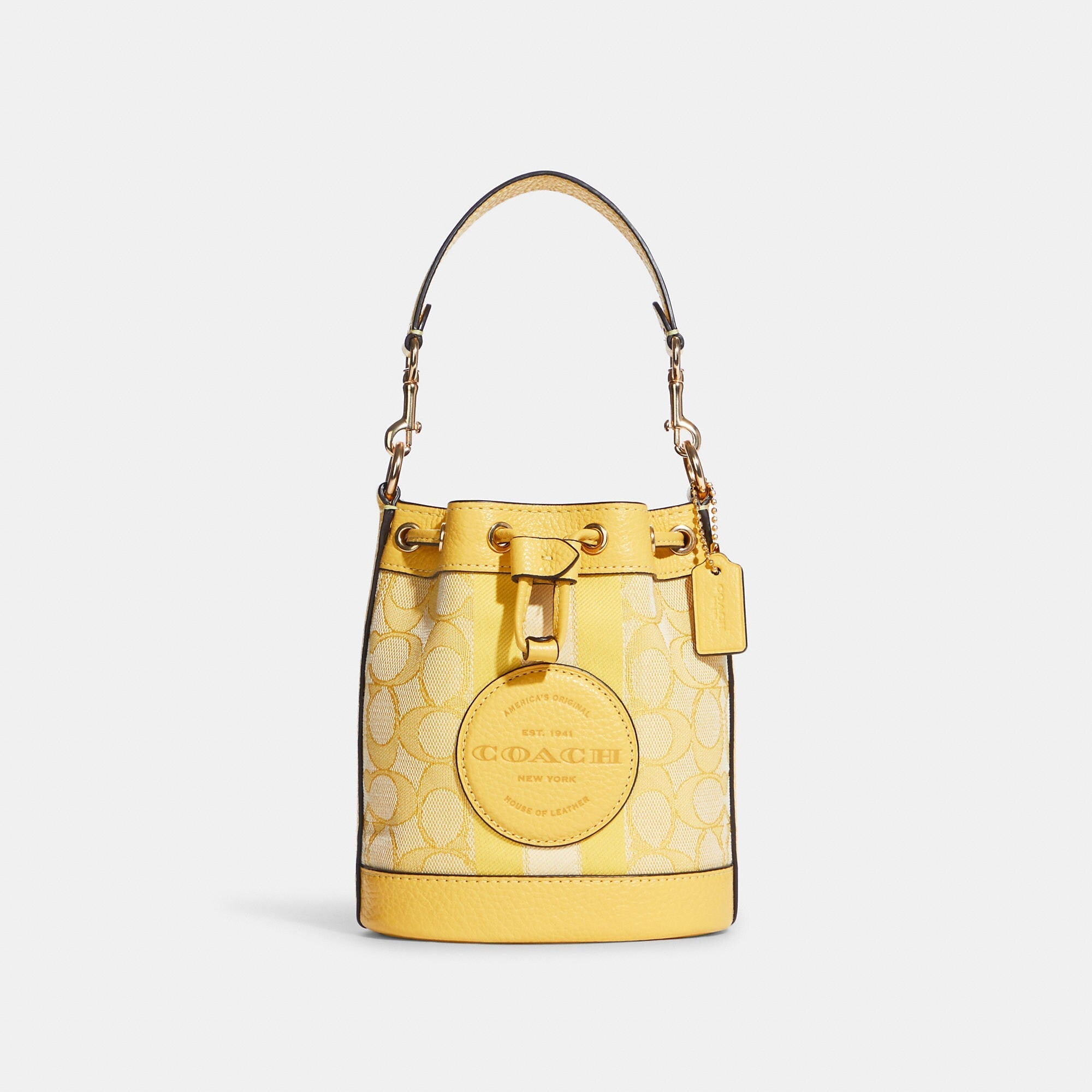 Coach Outlet Mini Dempsey Bucket Bag In Signature Jacquard With Stripe And Coach Patch - TJ Outlet