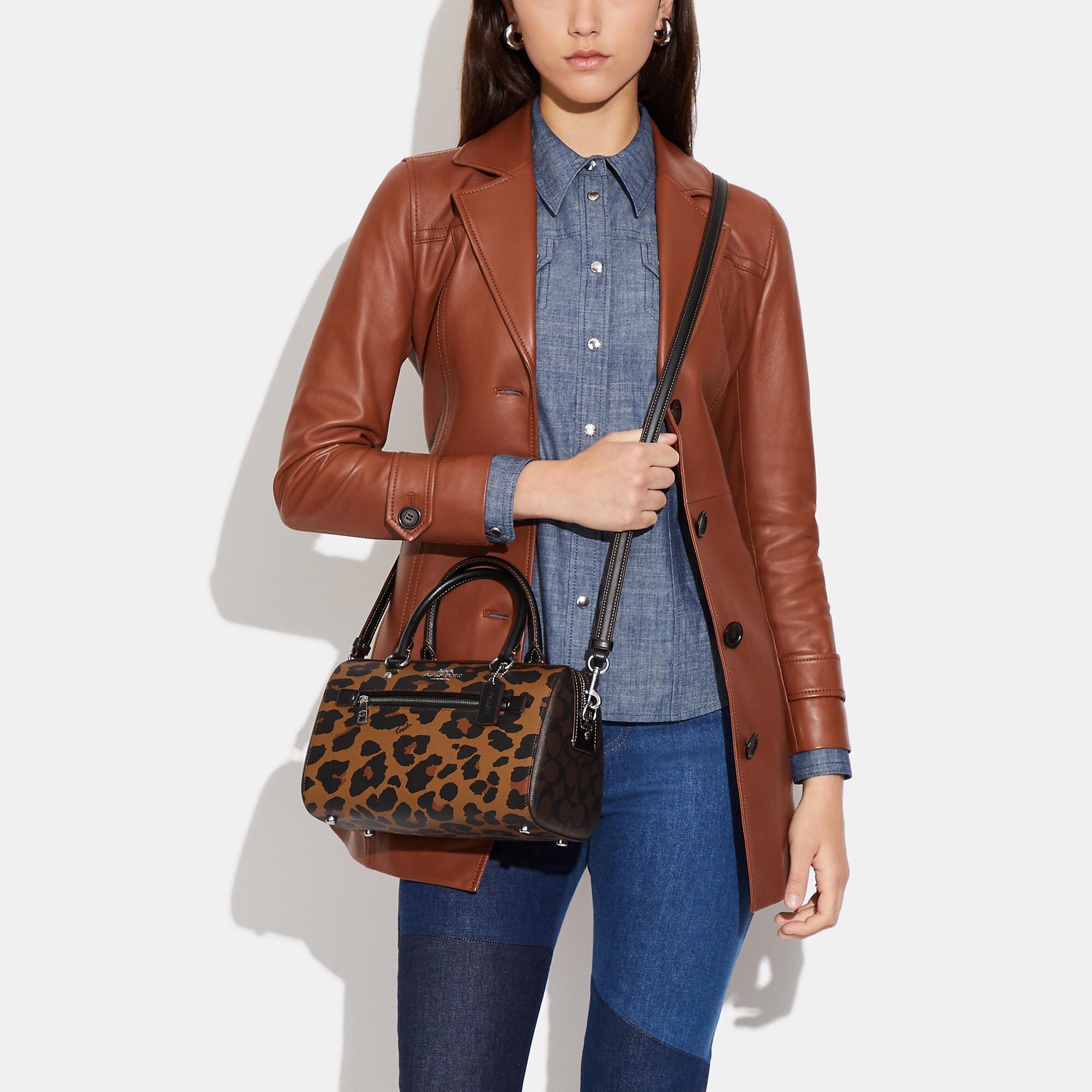 Coach Outlet Rowan Satchel In Signature Canvas With Leopard Print - TJ Outlet