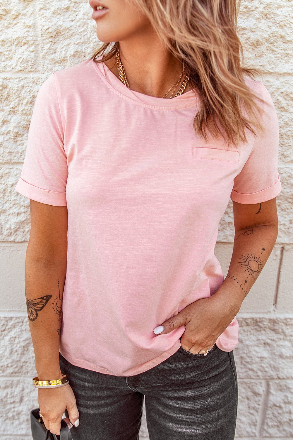 Just For You Cuffed Sleeve T-Shirt - TJ Outlet