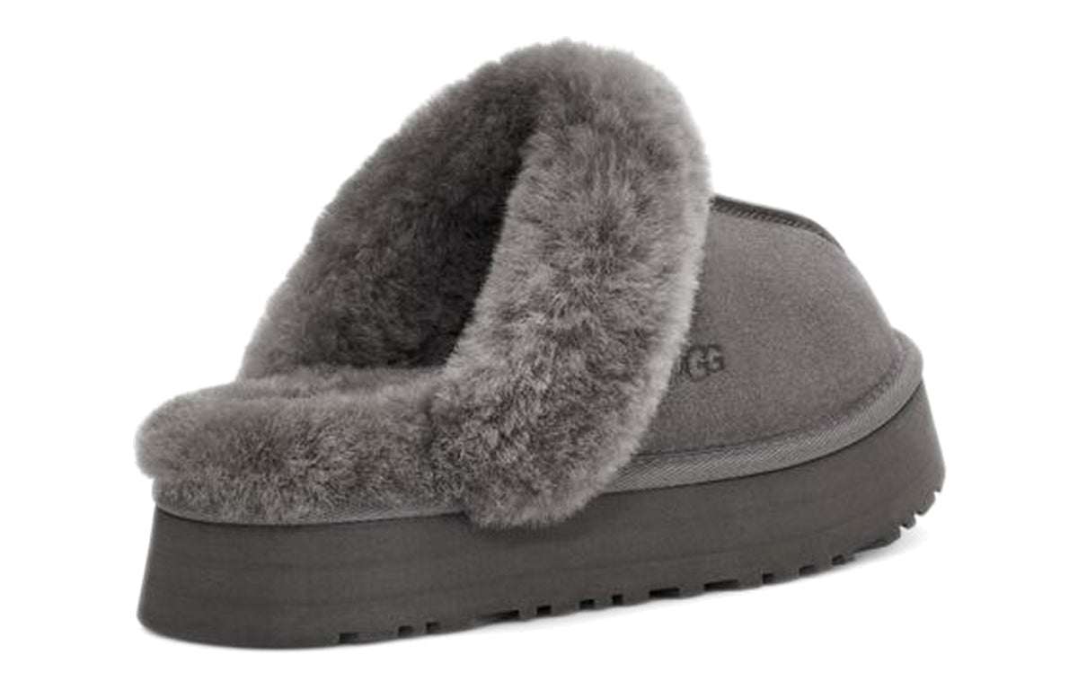 (WMNS) UGG Disquette Fluff Gray Slippers 1122550-CHRC - TJ Outlet