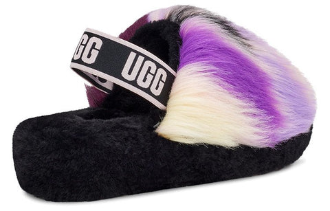 (WMNS) UGG Fluff Yeah Slide Tie Dye 'Black White Purple' 1117326-MGNL - TJ Outlet